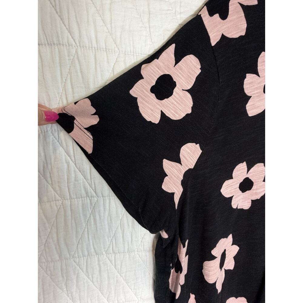 Sanctuary blouse top floral black pink size 3x women round neck short sleeve - Picture 3 of 6